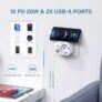 מטען קיר עם 2 חיבורי USB ו-TypeC